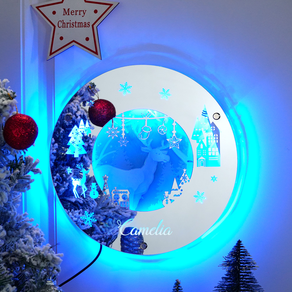 Personalised Name Mirror Lights Christmas Mirror Light Room Decor for Christmas Gift-Blongser