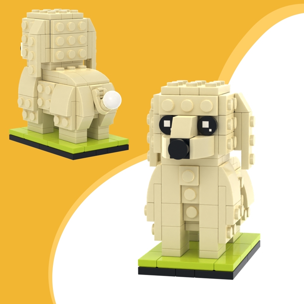 Fully Body Customizable Giant Poodle 1 Dog Photo Custom Brick Figures Small Particle Block Brick Me Figures Customized Giant Poodle Only-Blongser
