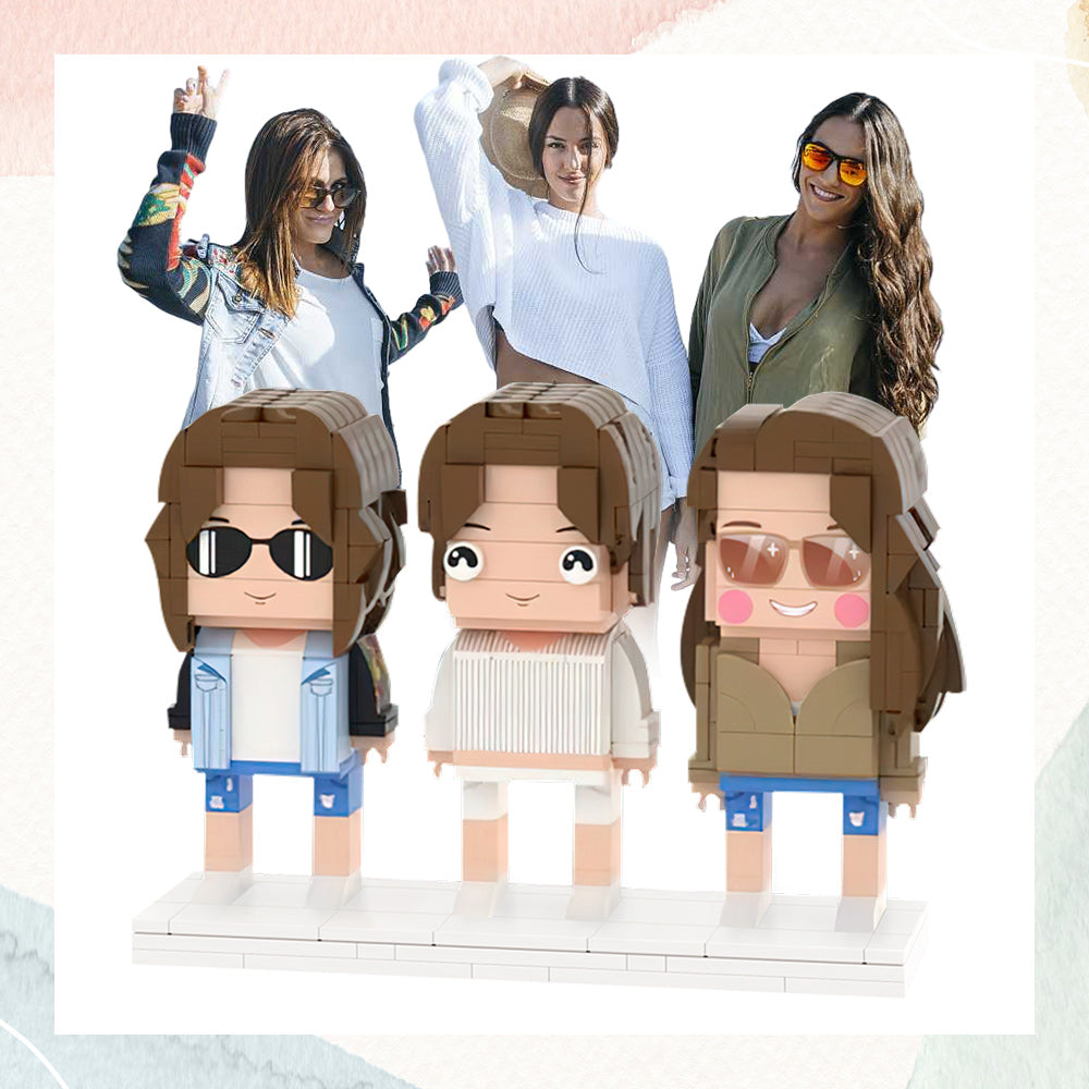 Gifts for Girlfriends Full Body Customizable 3 People Custom Brick Figures Small Particle Block-Blongser
