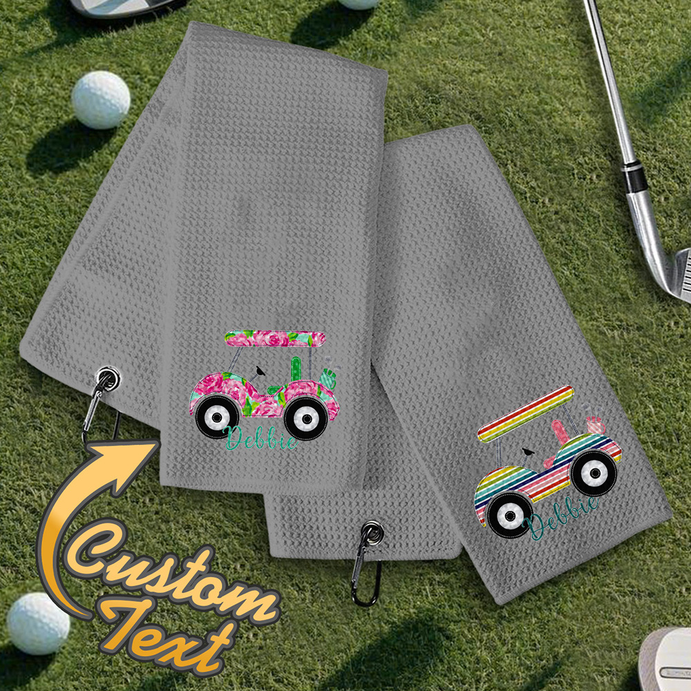 Personalized Golf Towel with Name Hanging Clip Golf Cart Towel Gift for Golf Lovers