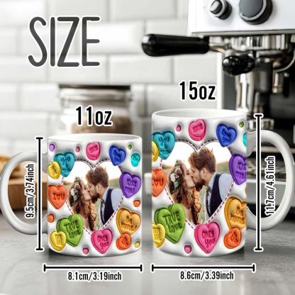 Personalized Couple Photo With Heart Pattern 3D Inflated Mug Gift for Lover-Blongser