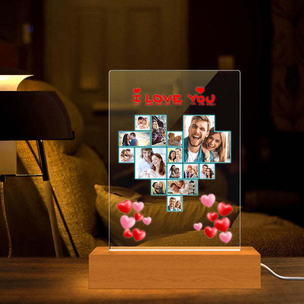 Personalized Photo I Love You Acrylic Plaque Night Light Lamp Gift For Lover-Blongser
