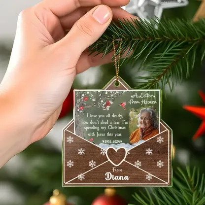 Personalized Photo Letter From Heaven Memorial Christmas Ornament Meaningful Christmas Gifts-Blongser