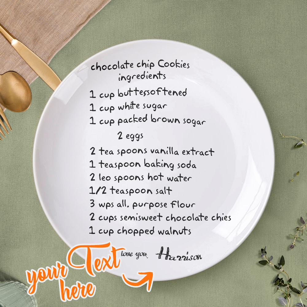 Dropshipping Chocolate Chip Cookies Ingredients Plates Custom Name Round Dinner Plates-Blongser