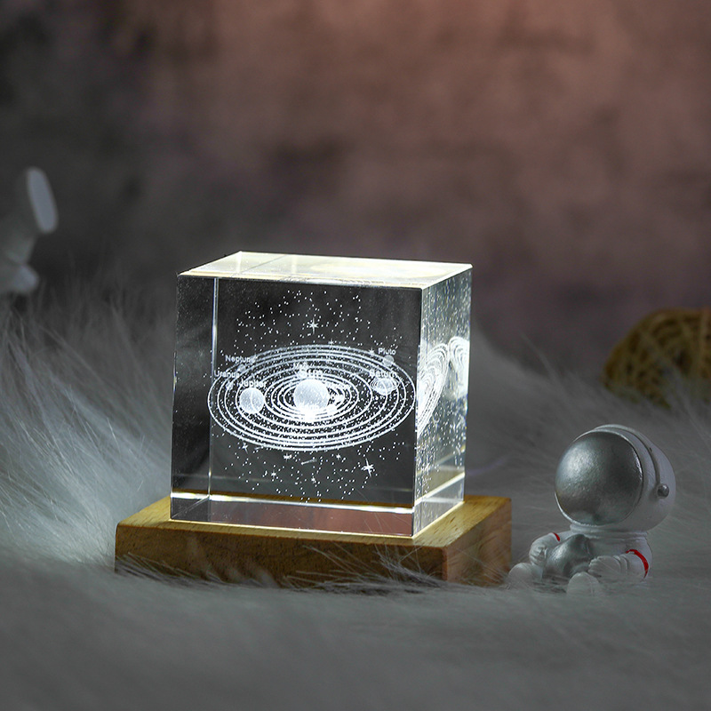 3D Moon Crystal Cube with LED Base-Blongser