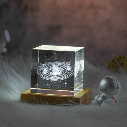3D Moon Crystal Cube with LED Base-Blongser