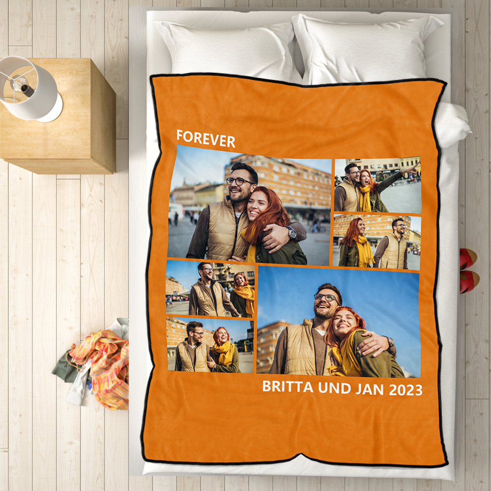 Custom Collage Fleece Blanket with Text - 6 Photos-Blongser