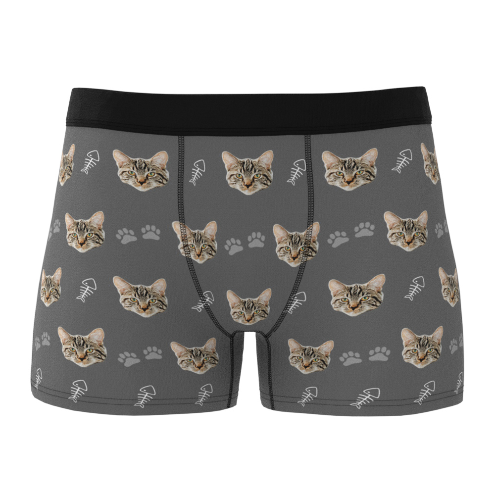 Custom Cat Face Boxer Shorts Men's Boxer Briefs-Blongser