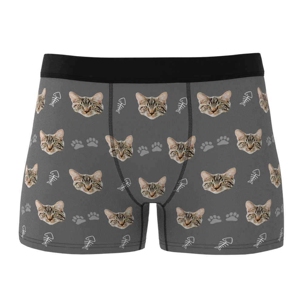 Custom Cat Face Boxer Shorts Men's Boxer Briefs-Blongser