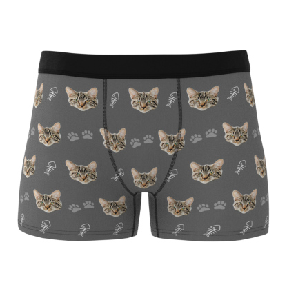 Custom Cat Face Boxer Shorts Men's Boxer Briefs-Blongser