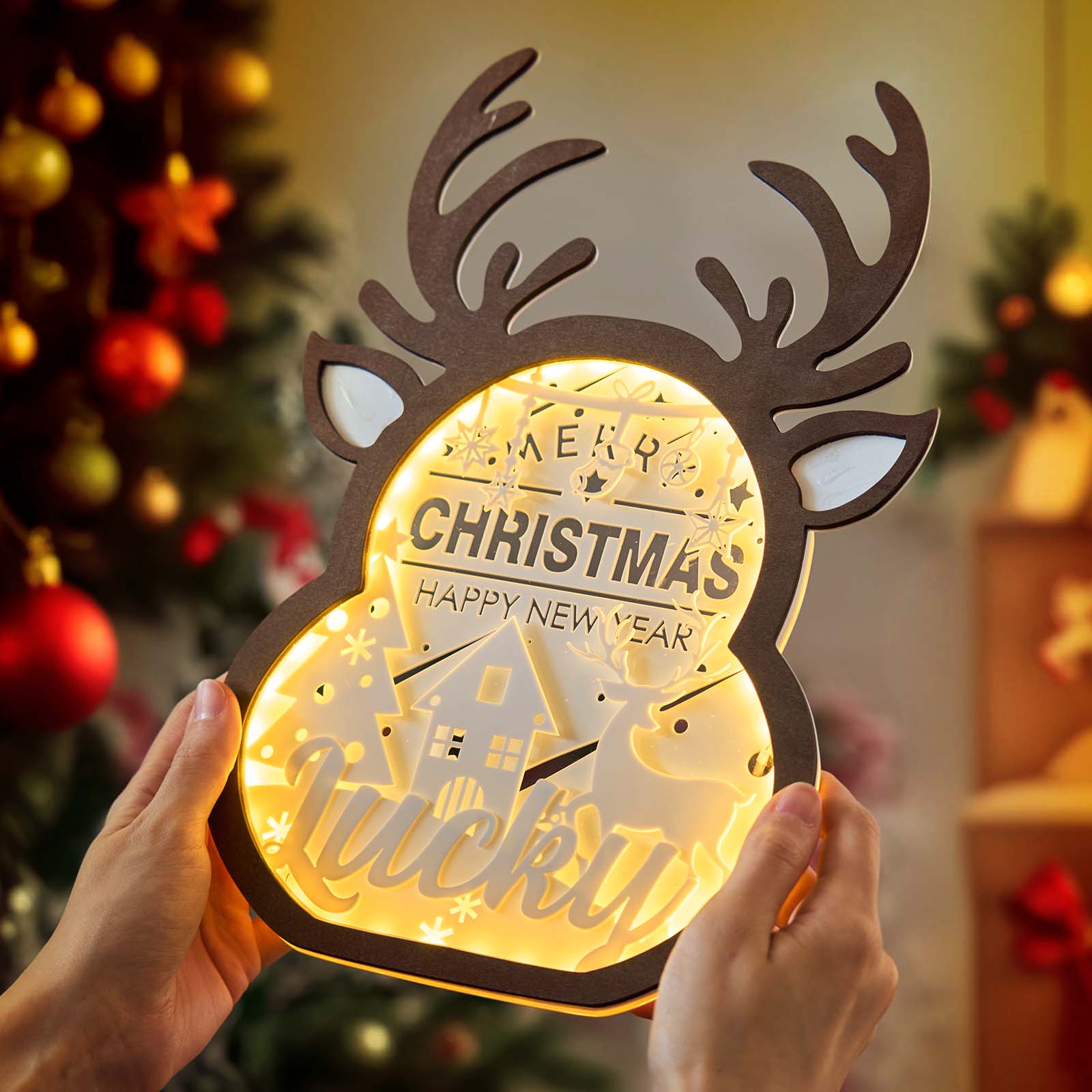 Personalized Christmas Elk Light with Name Night Light Home Decoration for Christmas Gift-Blongser