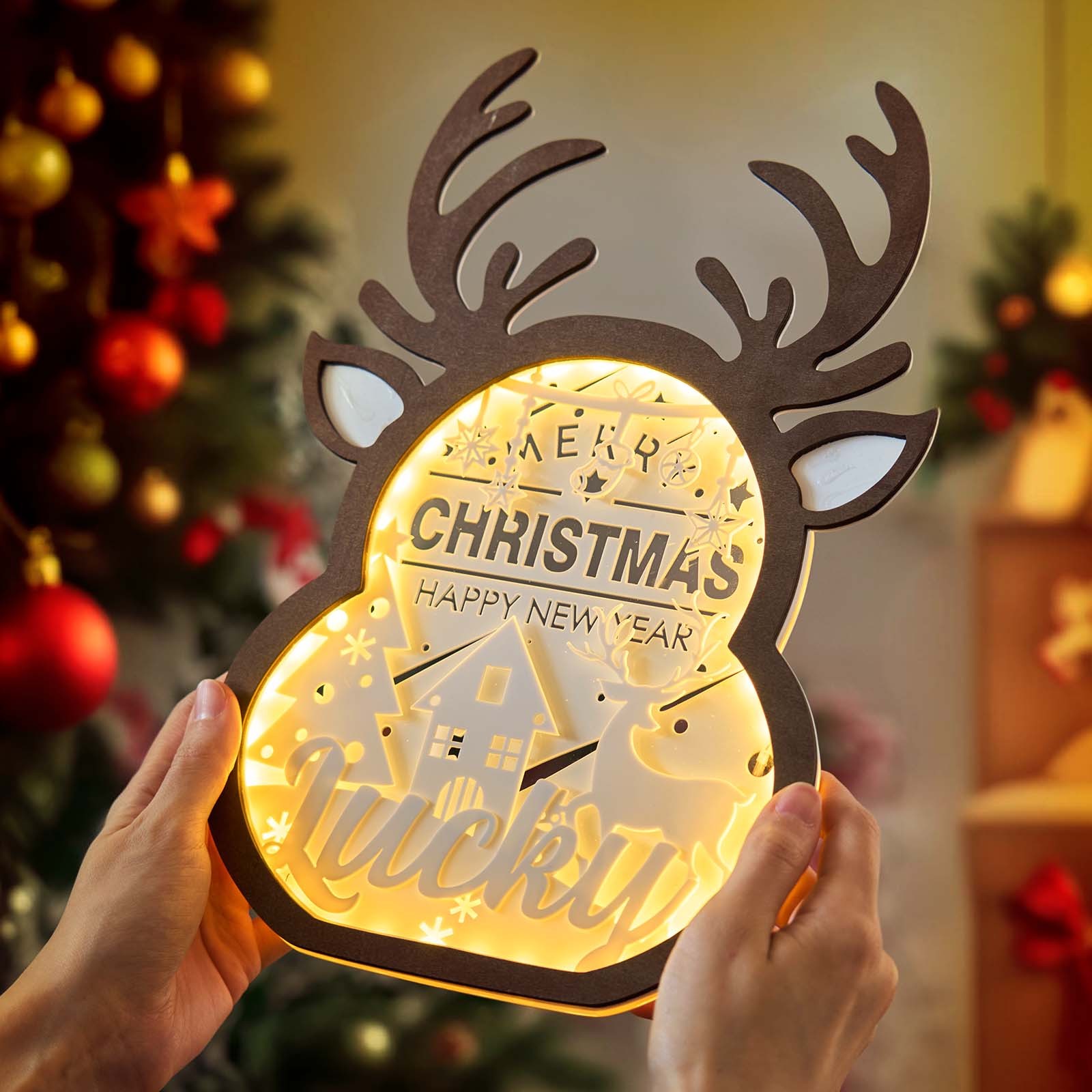 Personalized Christmas Elk Light with Name Night Light Home Decoration for Christmas Gift-Blongser