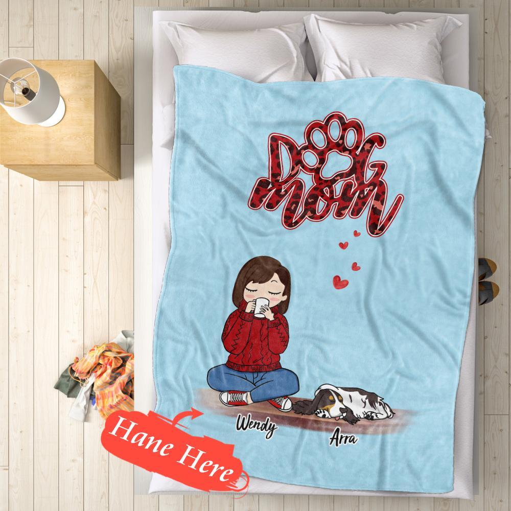 Personalized Name Dog Mom Fleece Blanket - Choose Number Of Pets-Blongser