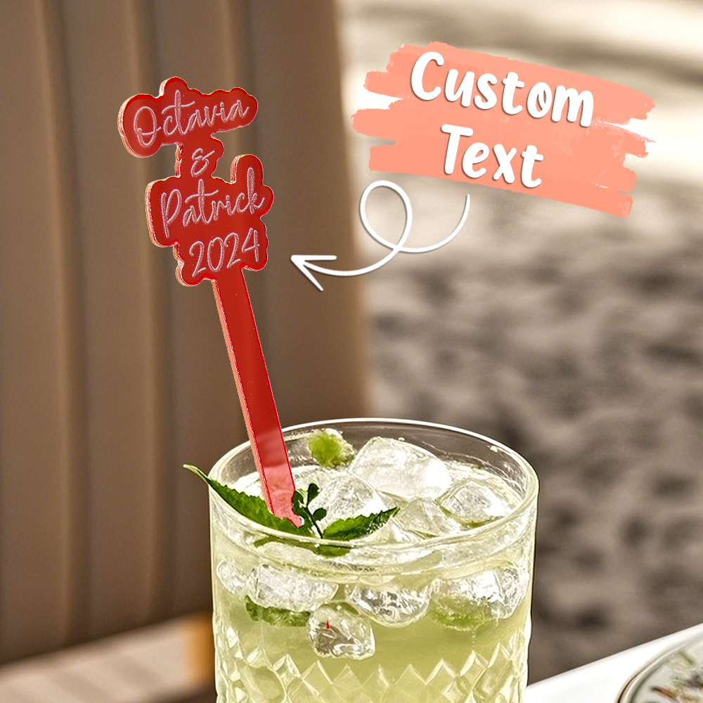 Personalized Stirring Stick with Text Acrylic Drink Cocktail Tag Wedding Birthday Party Essentials-Blongser