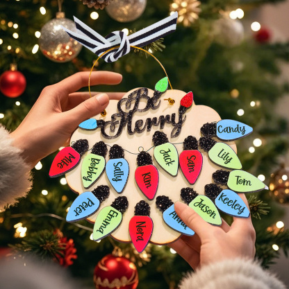 Personalized Family Christmas Ornament with Name Light Bulb Ornament Christmas Gift for Family-Blongser