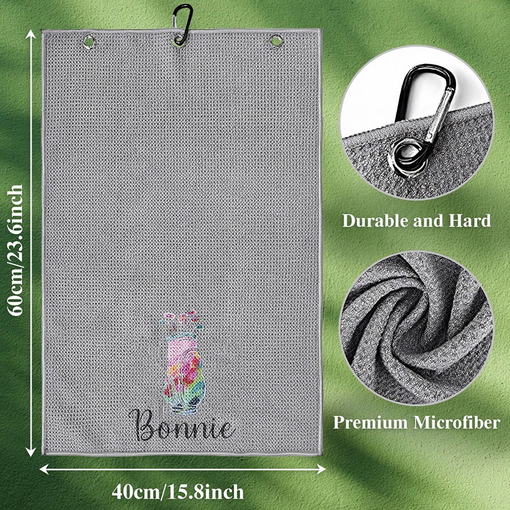 Personalized Golf Towel with Hanging Clip Golfing Clubs Golf Towel Gift for Golf Lovers-Blongser