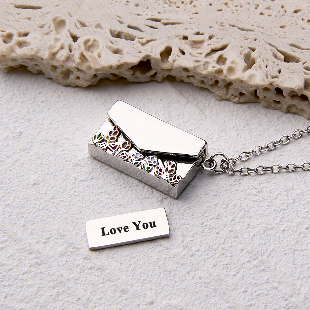 Personalized Envelope Necklace with Custom Text - Customizable Necklace for Gifts and Special Occasions-Blongser