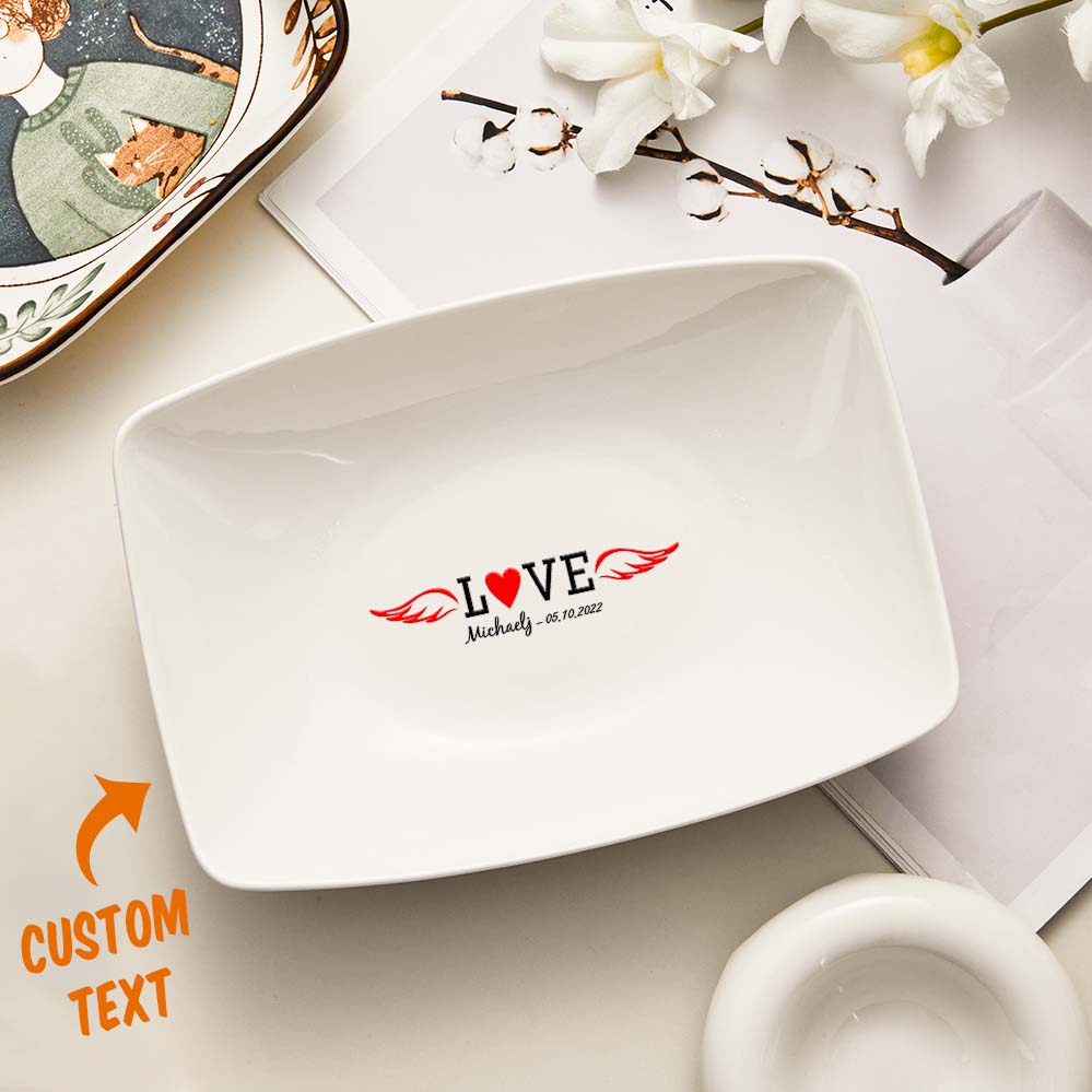 Custom Name Platters LOVE Heart Personalized Engraved Tableware Plate-Blongser