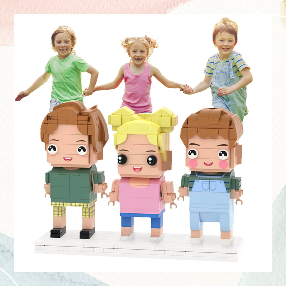 Creative Children's Growth Record Full Body Customizable 3 People Custom Brick Figures Small Particle Block-Blongser