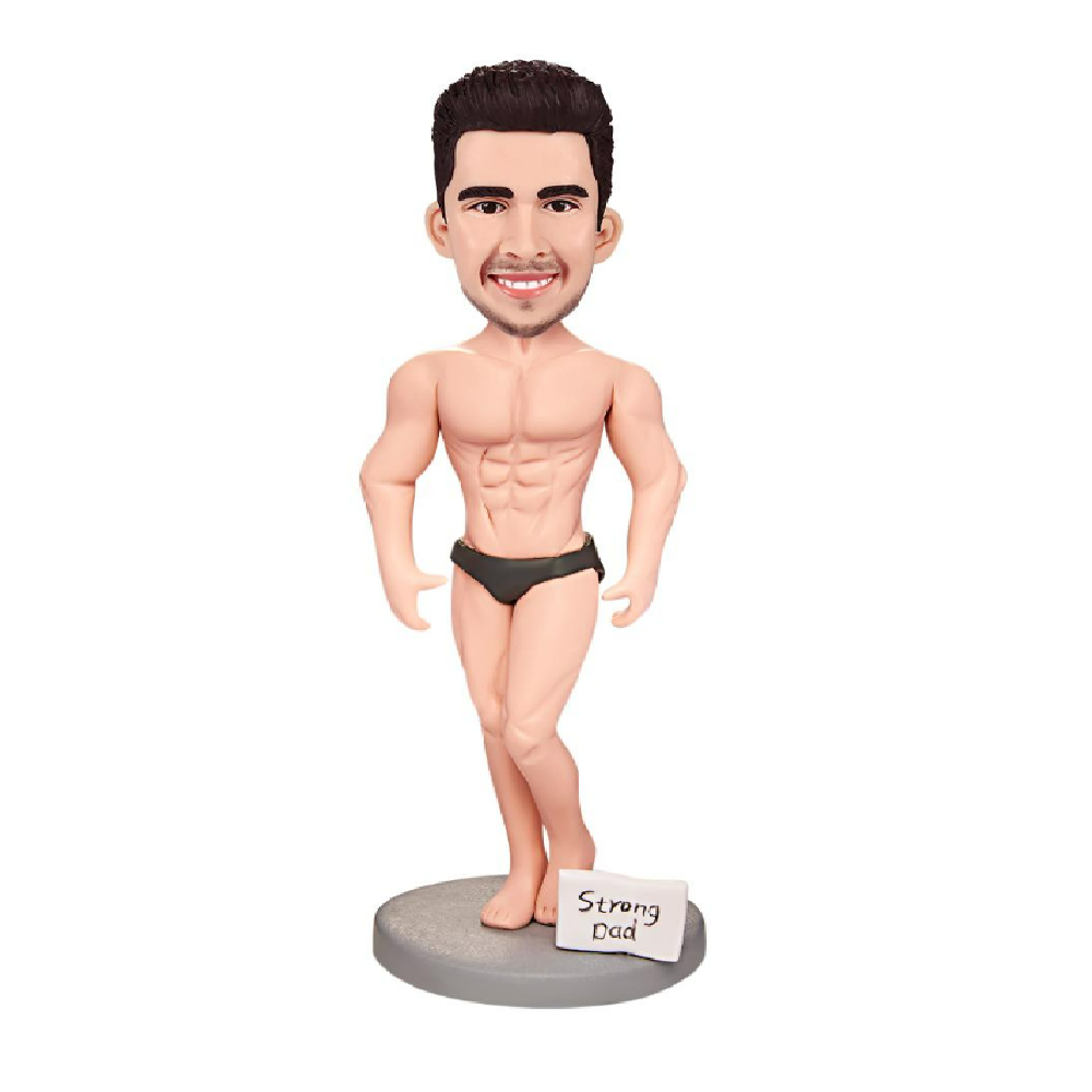 Personalized Muscle Daddy Custom Bobblehead with Engraved Text-Blongser