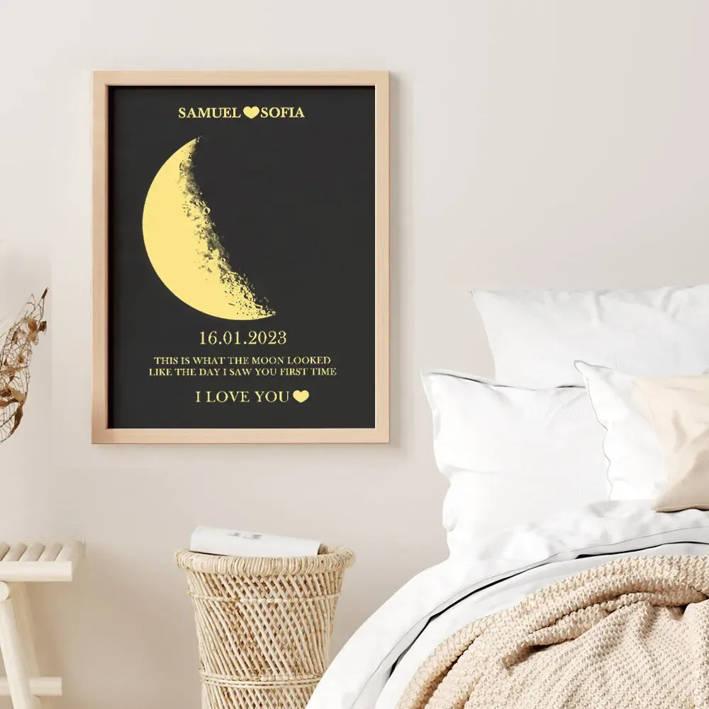 Custom Moon Phase and Names Wooden Frame with Your Text Custom Art Frame Best Valentine's Day Gift for Couple-Blongser
