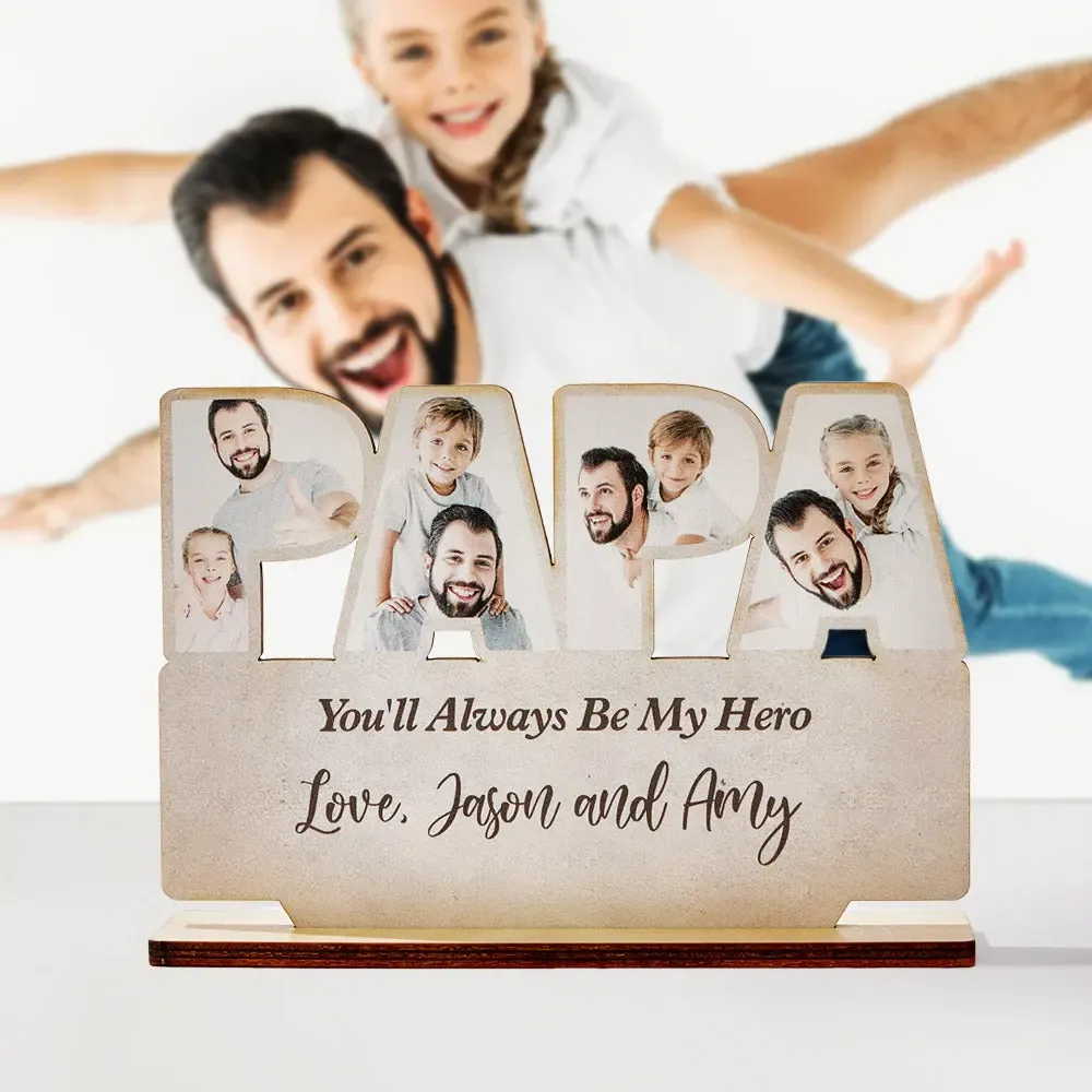 Personalized Papa Wooden Plaque Custom Photo Father's Day Plaque Gift for Papa-Blongser