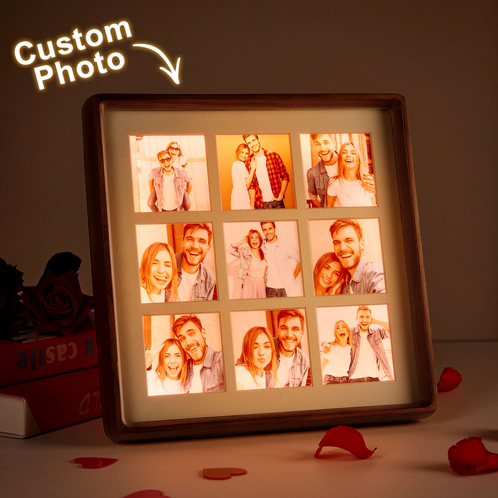 Personalized Photo Collage Photo Frame with Light Gift for Lover-Blongser