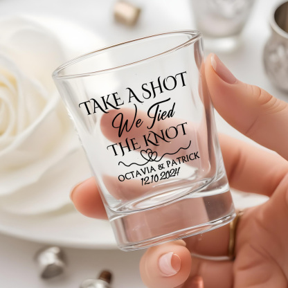Personalized Take A Shot We Tied the Knot Shot Glasses with Name Set of 2 Bachelor Party Wedding Gift-Blongser