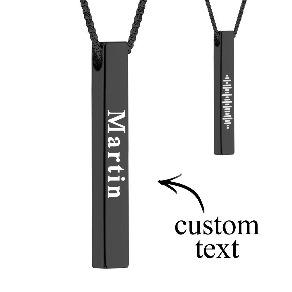 Engraved Text Scannable Code Music 3D Vertical Bar Necklace-Blongser