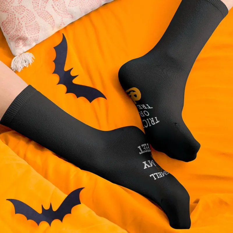 Custom Text Socks Trick Or Treat Funny Halloween Gift-Blongser