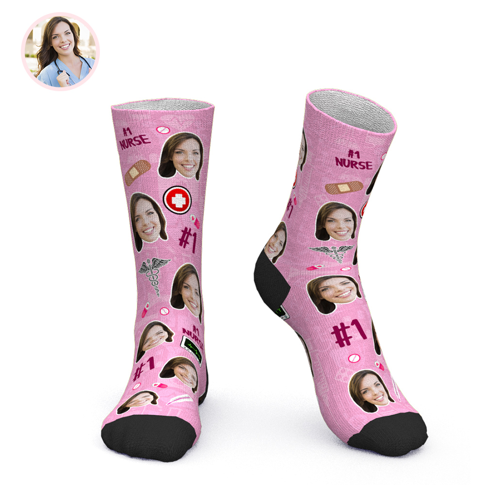 Custom Face Socks Personalized Novelty Nurse Socks-Blongser