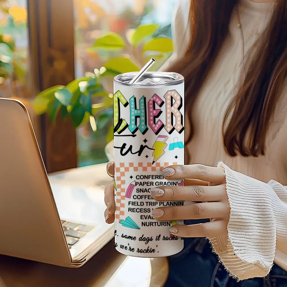 Personalized 20oz Skinny Tumbler with Straw Back to School Appreciation Gift for Teacher-Blongser