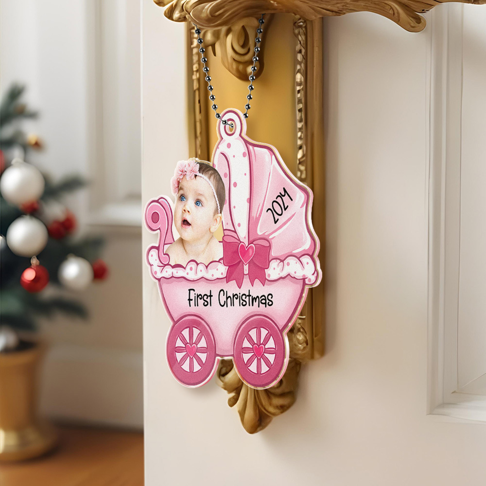 Personalized Baby's Carriage Ornament Photo Christmas Ornament Gift for Baby-Blongser