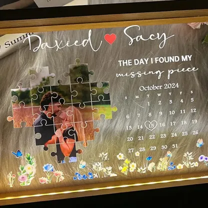 The Day I Found My Missing Piece Light Frame Personalized Gift Valentine's Day Gifts-Blongser