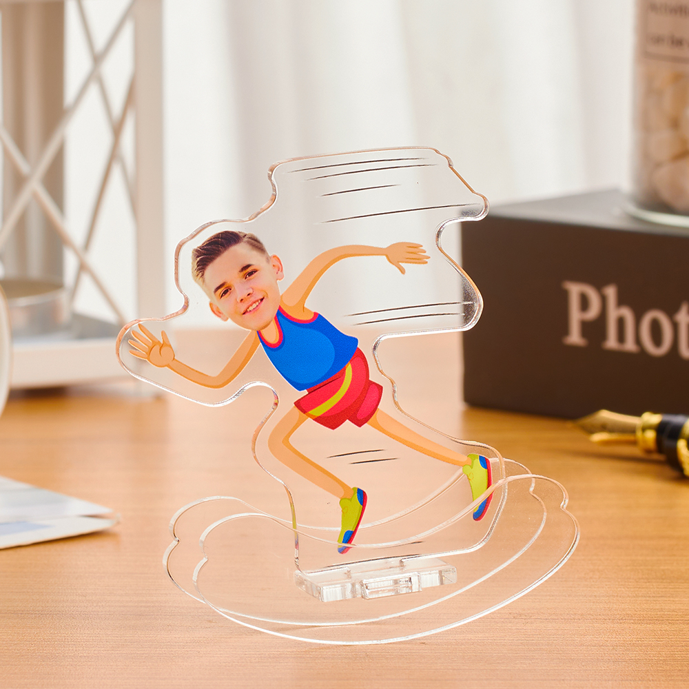 Personalized Running Man Desktop Tumbler Standing Figures Display Stands-Blongser