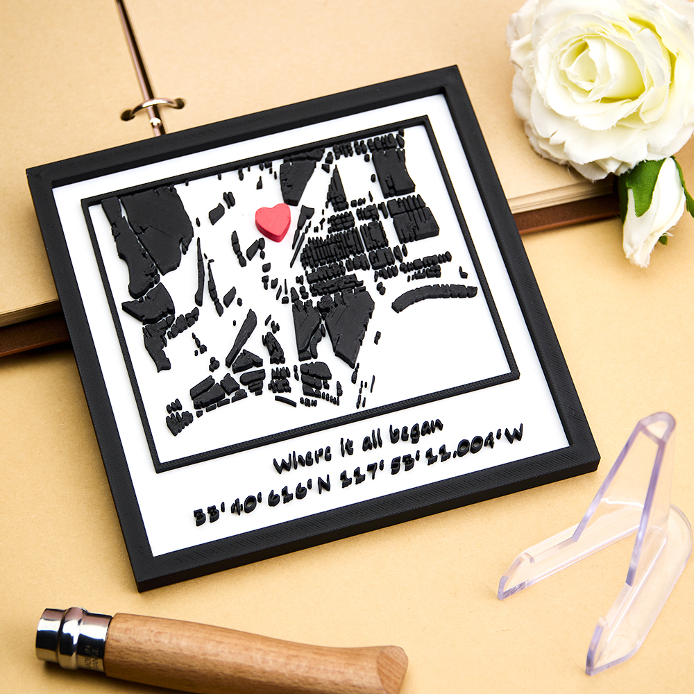 Personalized 3D Printed Location Map Plaque Where It All Began Plaque Gifts for Lover-Blongser