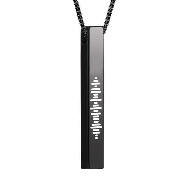 Custom Engraved Stainless Steel Scannable Music 3D Vertical Bar Necklace-Blongser