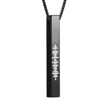 Custom Engraved Stainless Steel Scannable Music 3D Vertical Bar Necklace-Blongser