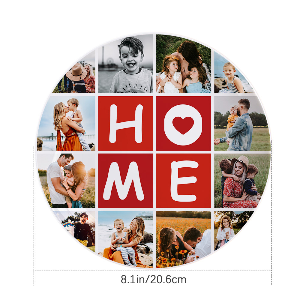 Home Decor Photo Plates Personalised Collage Photo Dinner Plates With 12 Pictures-Blongser