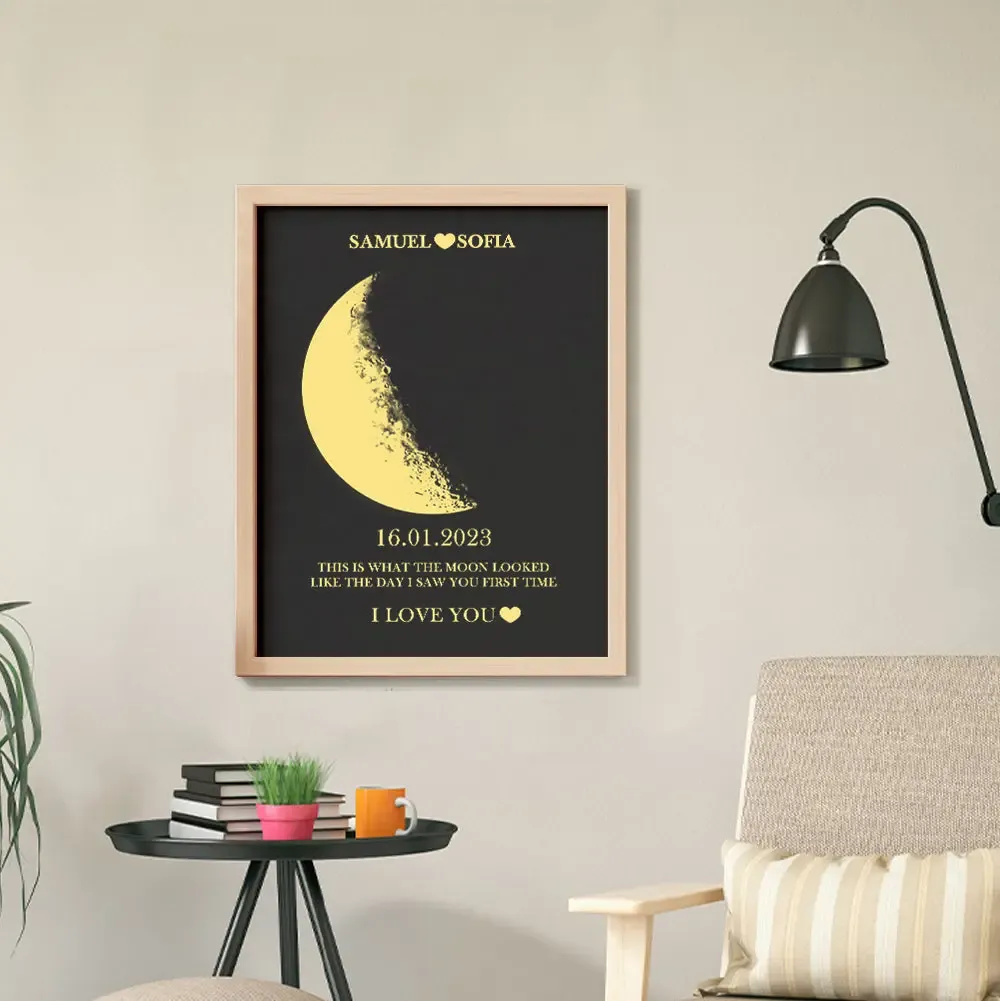 Custom Moon Phase and Names Wooden Frame with Your Text Custom Art Frame Best Valentine's Day Gift for Couple-Blongser
