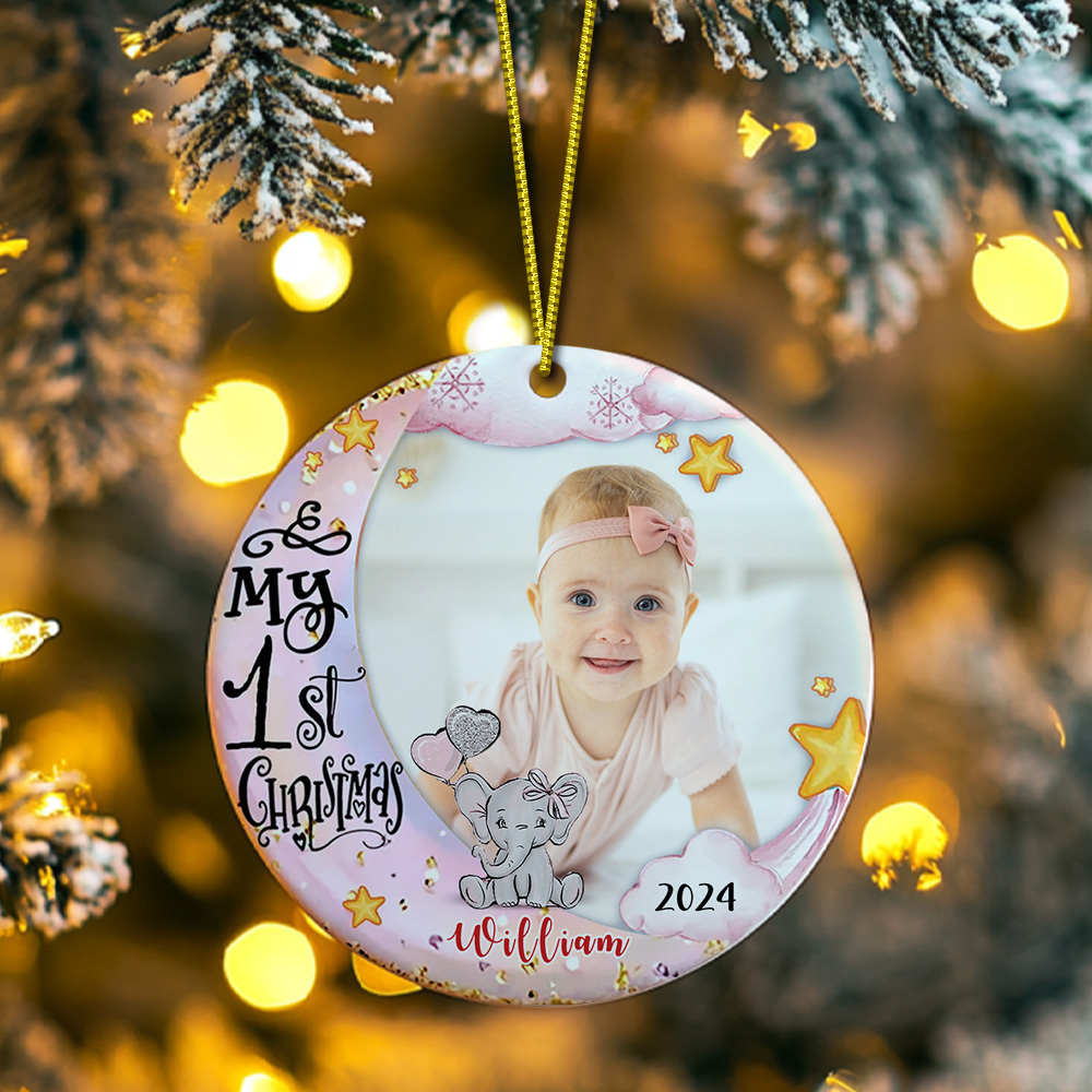 Personalized Baby's First Christmas Ornament Cute Elephant Christmas Ornament Gift for Kid-Blongser