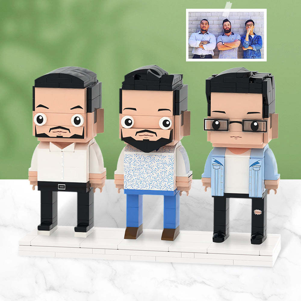 Gifts for Buddies Full Body Customizable 3 People Custom Brick Figures Small Particle Block-Blongser