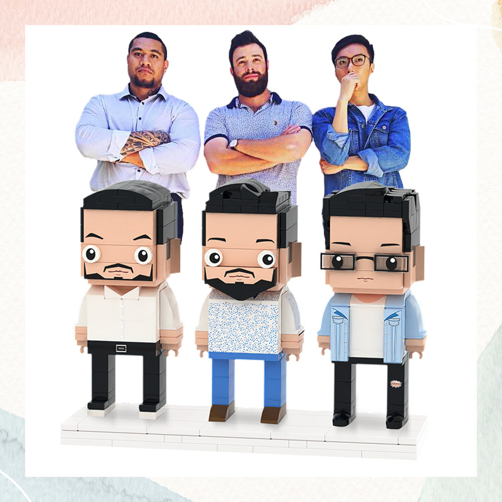Gifts for Buddies Full Body Customizable 3 People Custom Brick Figures Small Particle Block-Blongser