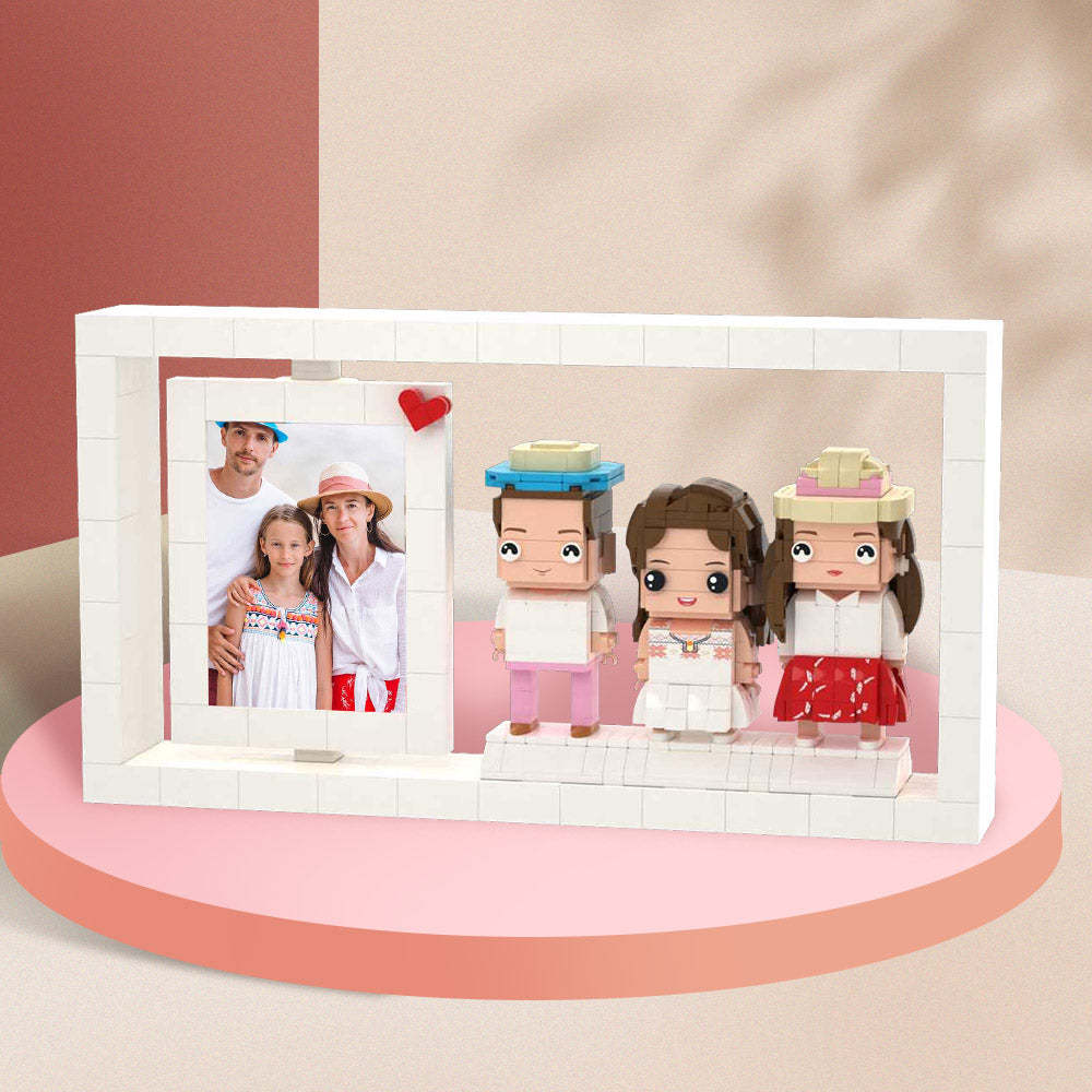 Gifts for Family Full Body Customizable 3 People Custom Brick Figures Photo Frame Small Particle Block-Blongser