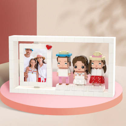 Gifts for Family Full Body Customizable 3 People Custom Brick Figures Photo Frame Small Particle Block-Blongser