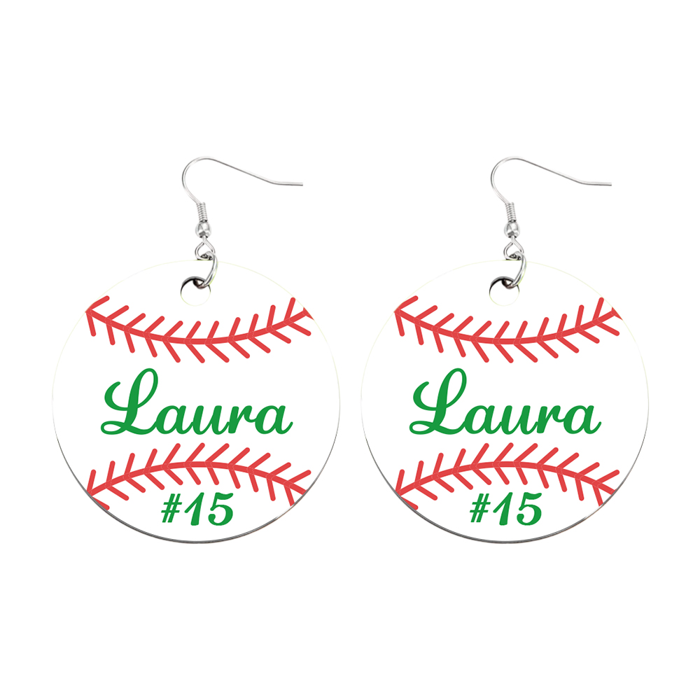 Personalized Baseball Softball Wooden Earrings Birthday Anniversary Gift for Sports Lover-Blongser