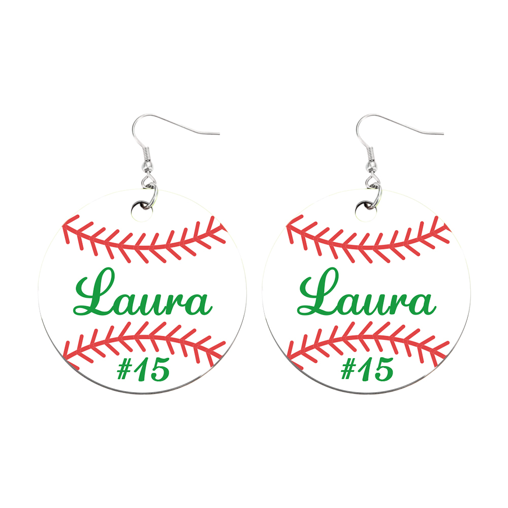Personalized Baseball Softball Wooden Earrings Birthday Anniversary Gift for Sports Lover-Blongser