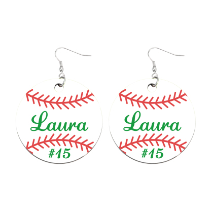 Personalized Baseball Softball Wooden Earrings Birthday Anniversary Gift for Sports Lover-Blongser