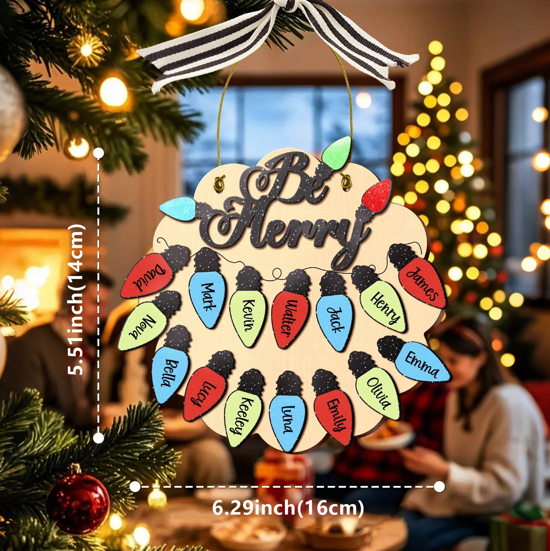 Personalized Family Christmas Ornament with Name Light Bulb Ornament Christmas Gift for Family-Blongser