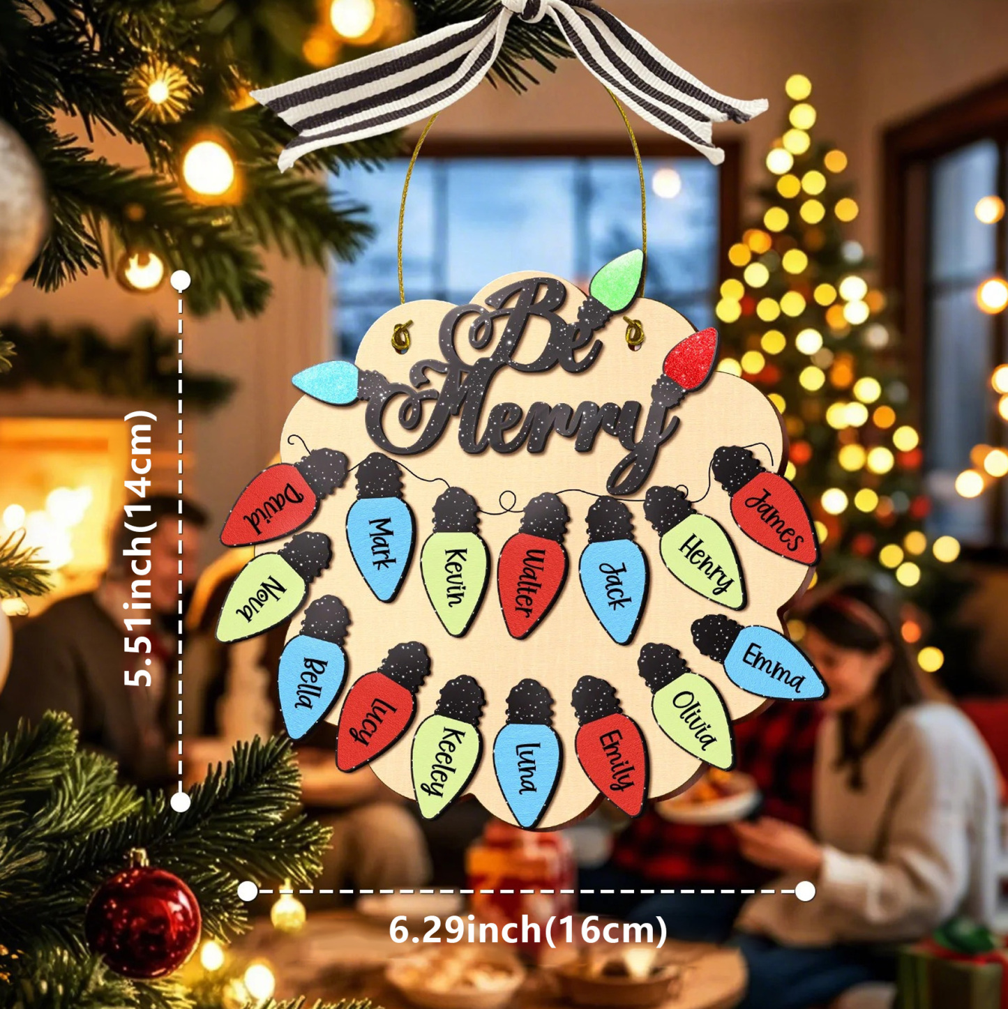 Personalized Family Christmas Ornament with Name Light Bulb Ornament Christmas Gift for Family-Blongser